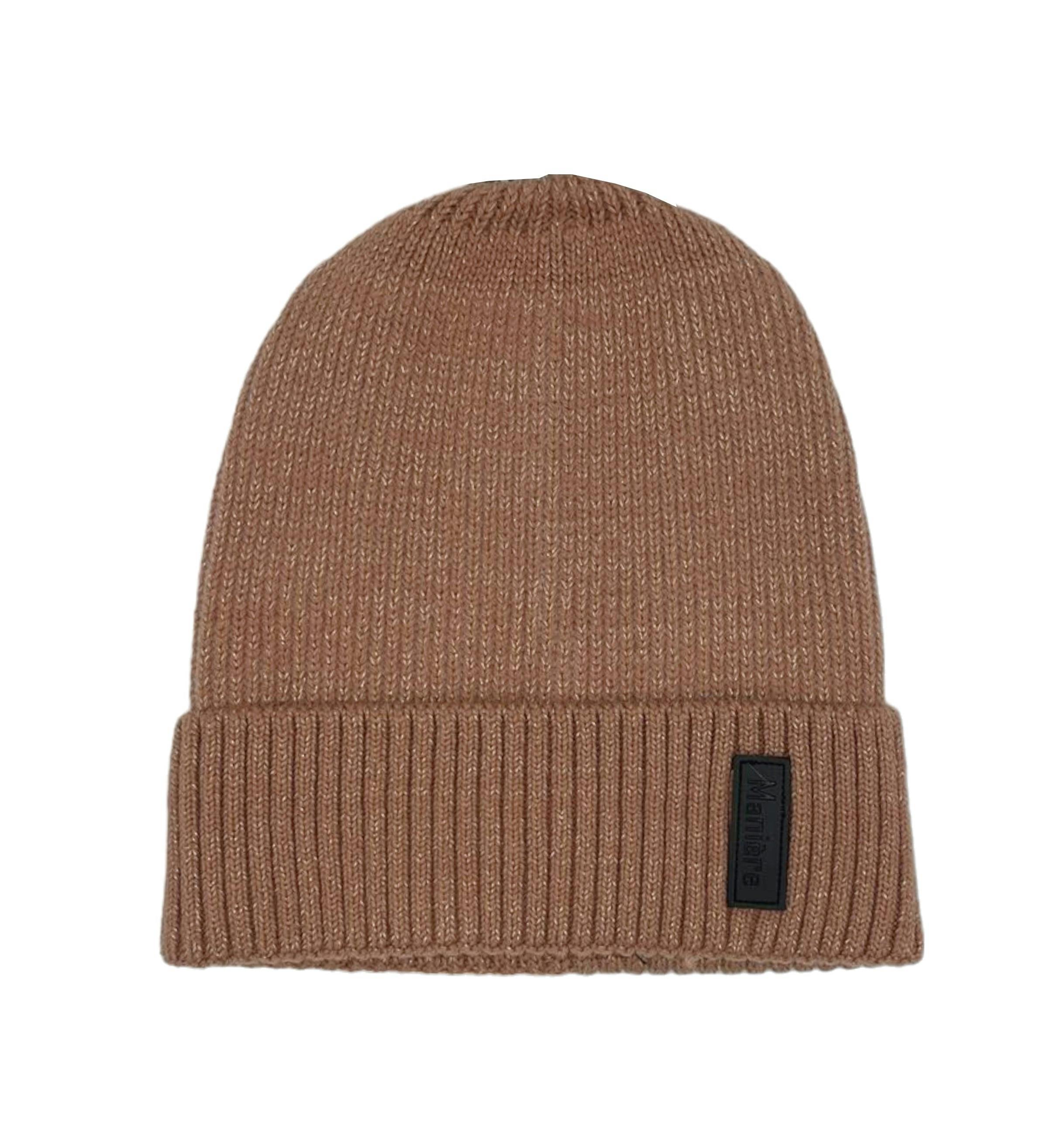 Ribbed Lurex Knit Hat With A Genuine Fur Pom (TikTok)