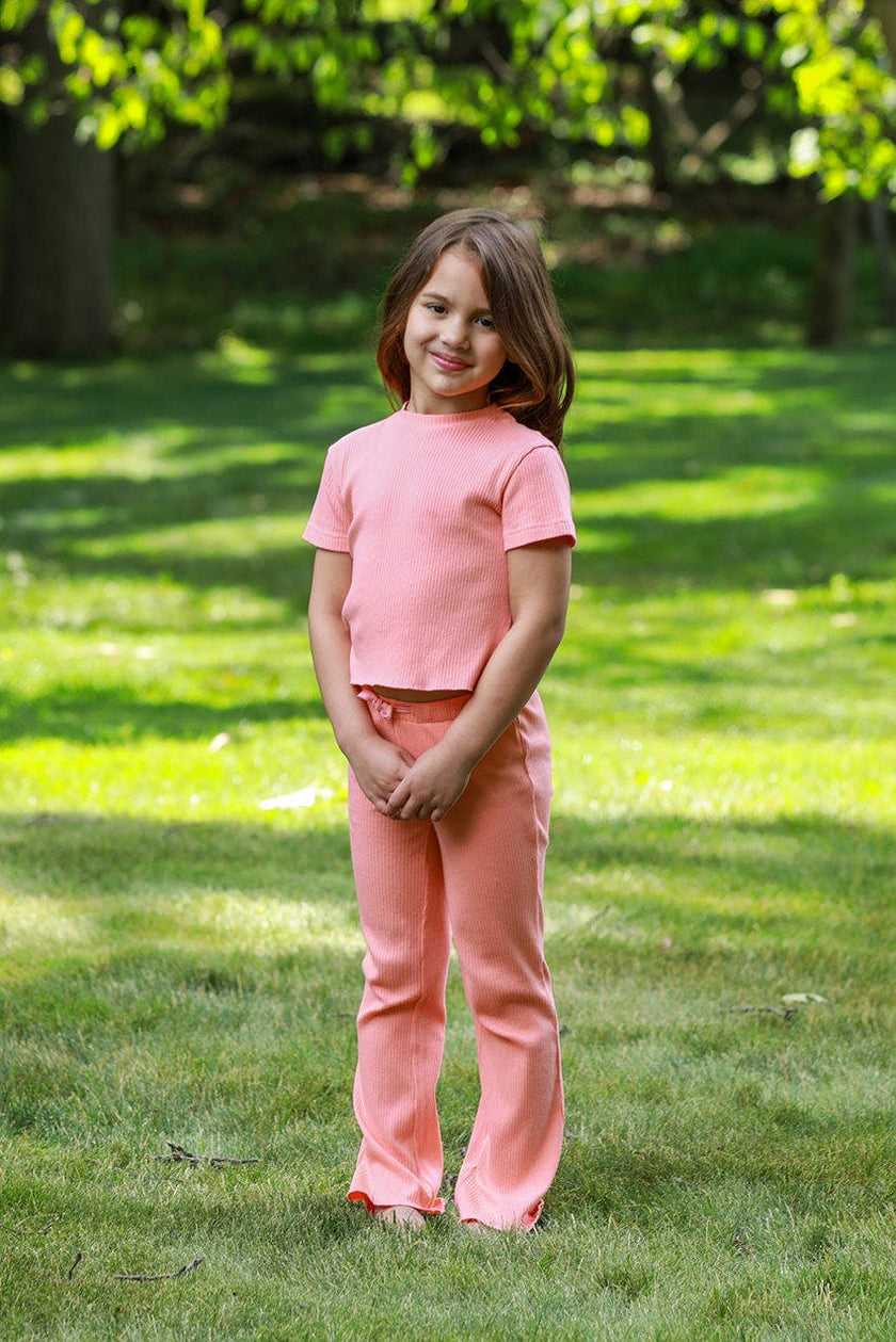 Organic Cotton Slim Flare Ribbed Pant