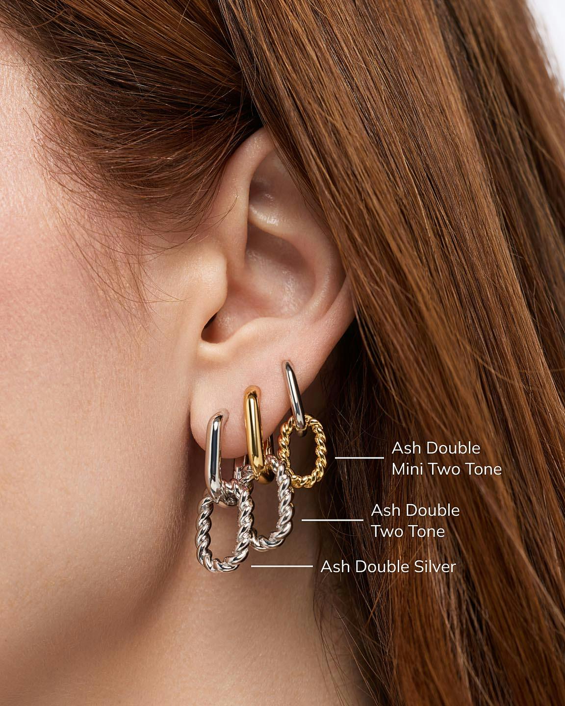 Double Hoop Earrings - Ash Double Two Tone