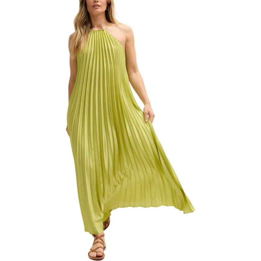 Philomena Halter Neck Pleated Maxi Dress
