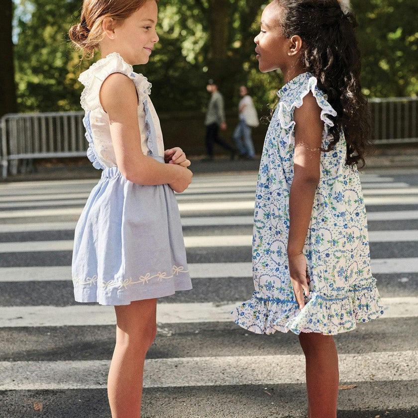 Nicky Hilton x La Coqueta Blue Whitney Girl Pinafore Skirt
