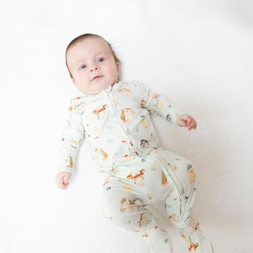 Baby Farm Faces - 2 Way Zipper Footie