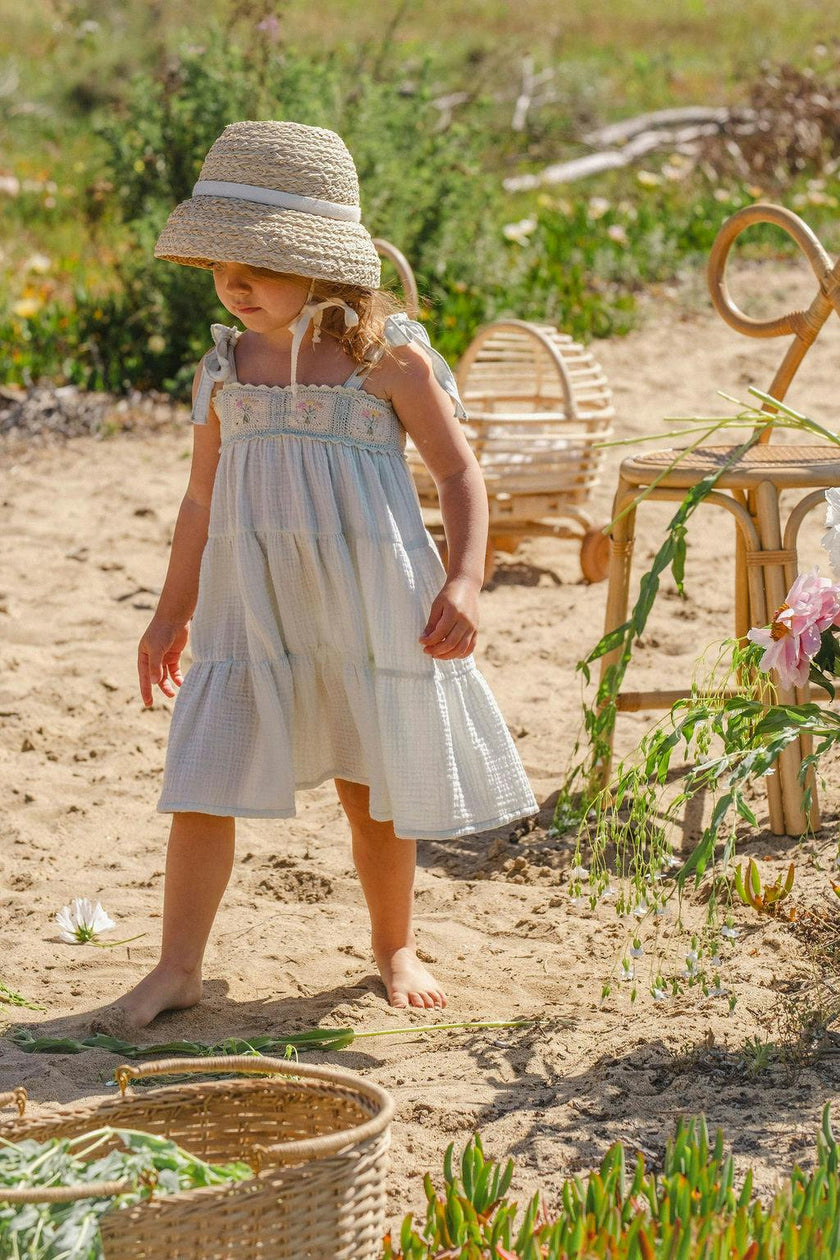 Crochet Dress in Blue Bouquet