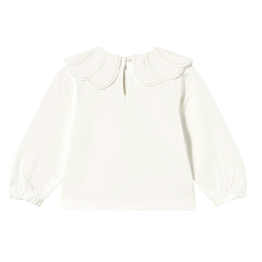 White Scalloped Collar T-Shirt