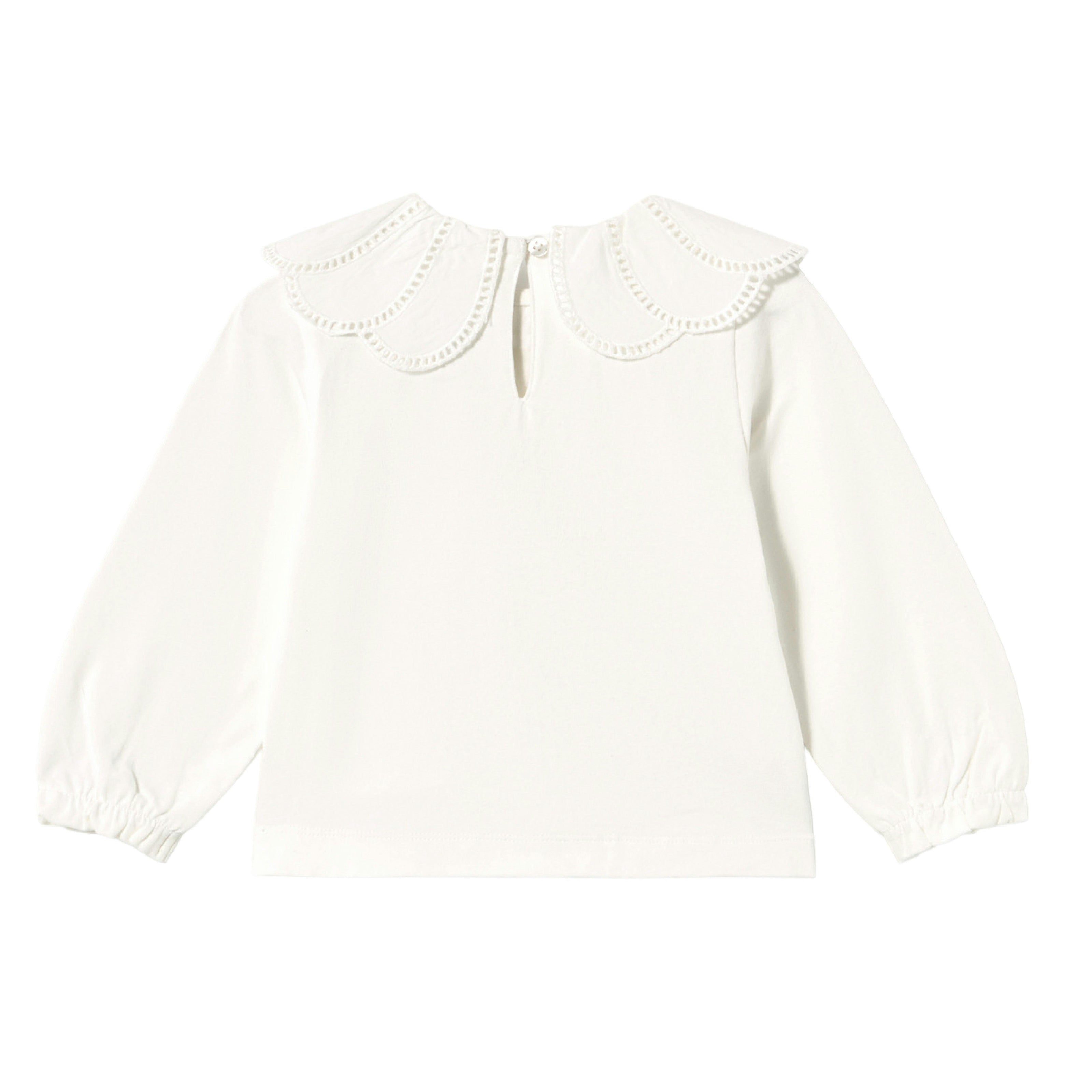 White Scalloped Collar T-Shirt