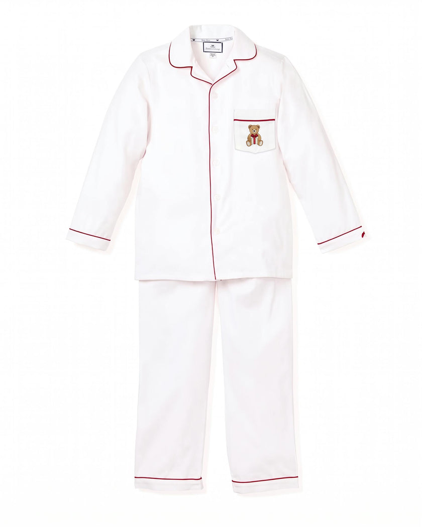Maisonette x Petite Plume Kid's Twill Pajamas, Merry Teddy