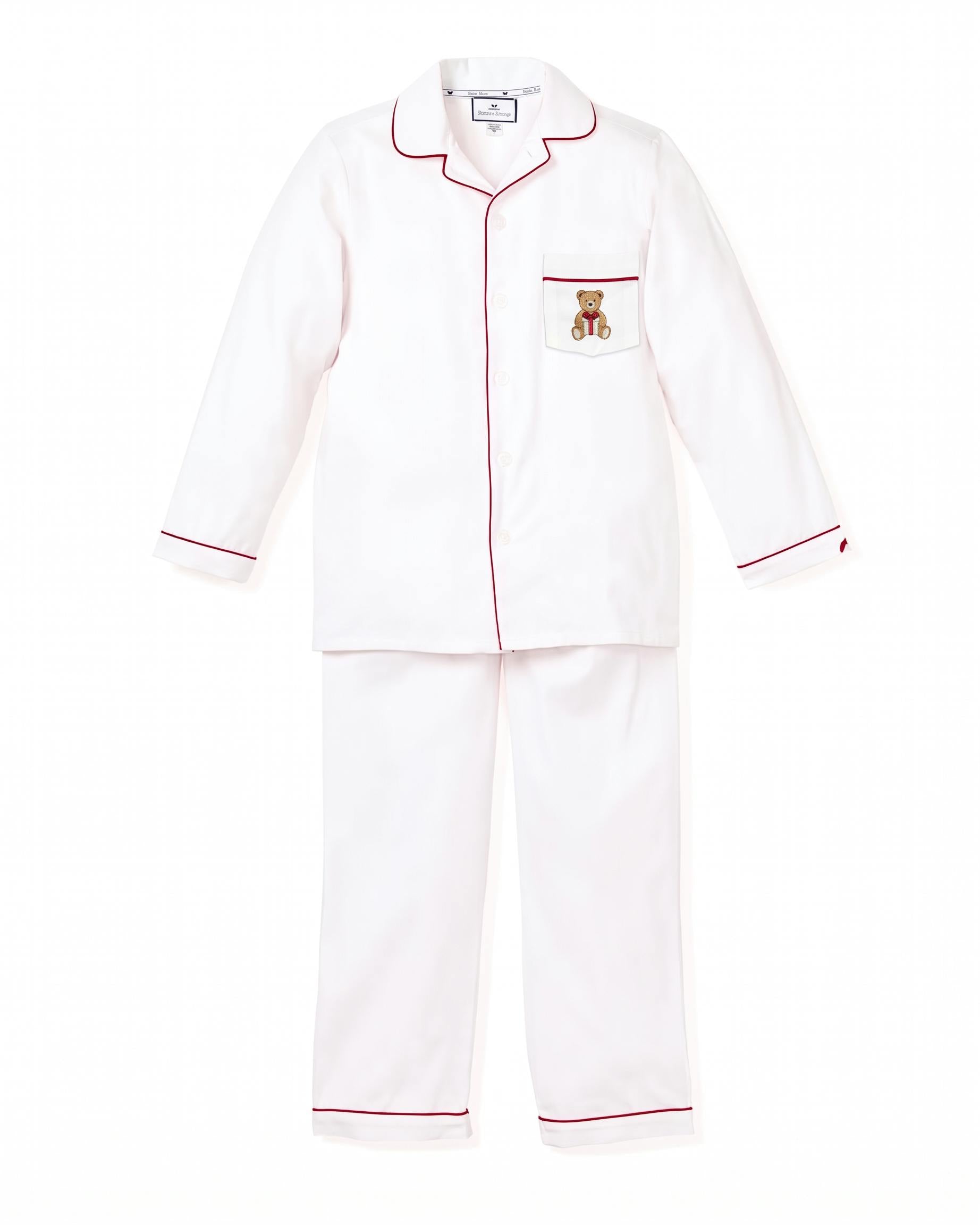 Maisonette x Petite Plume Kid's Twill Pajamas, Merry Teddy