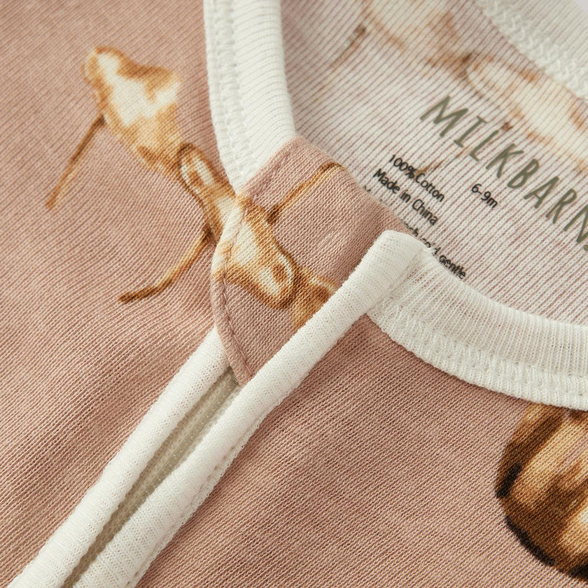 Mushroom Organic Cotton Zipper Footed Romper