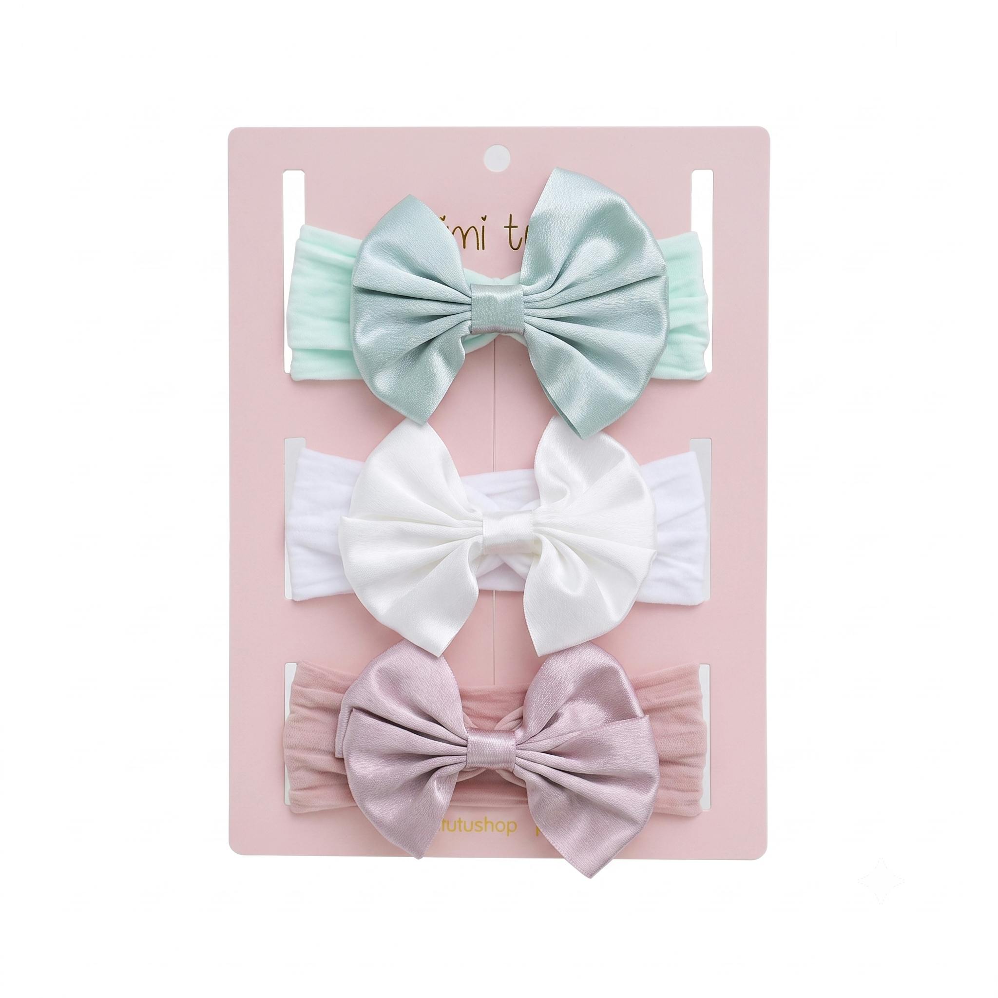 Multicolor Elastic Bow Headband Set