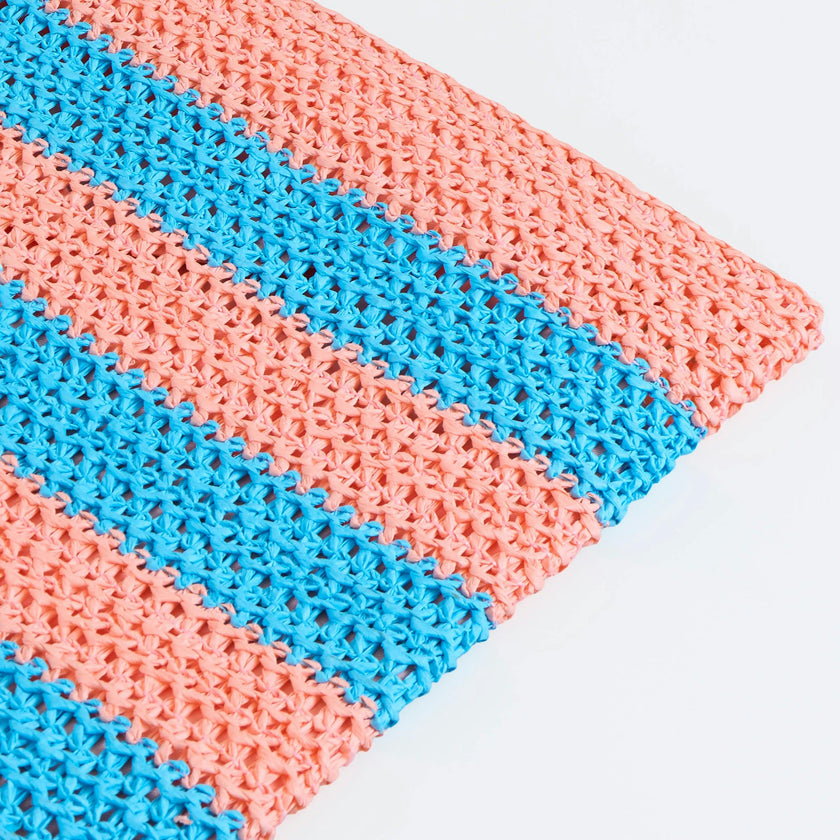 Striped Raffia Happy Tote Bag