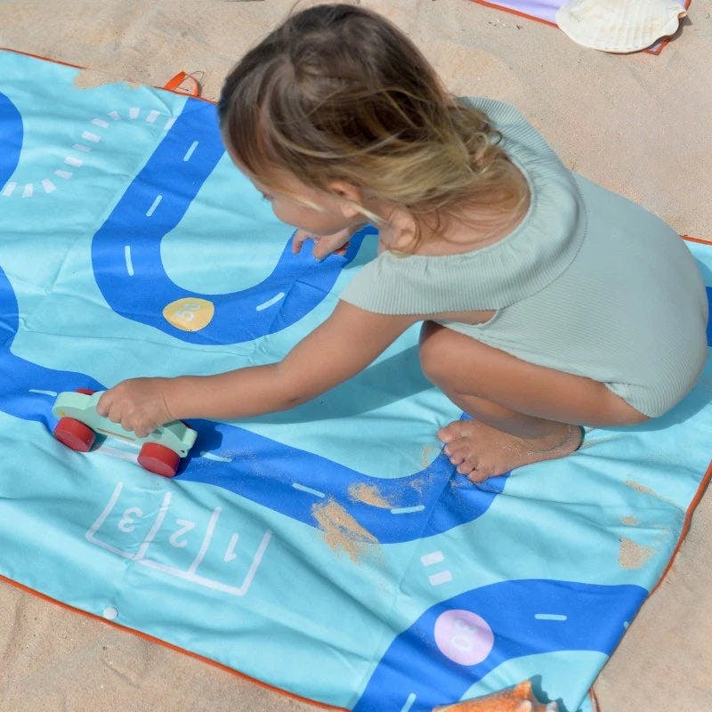 Quut Beach Bag Set Ocean + Road Blue Play Towel