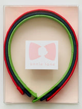 Set of three headbands - red, navy and leaf green