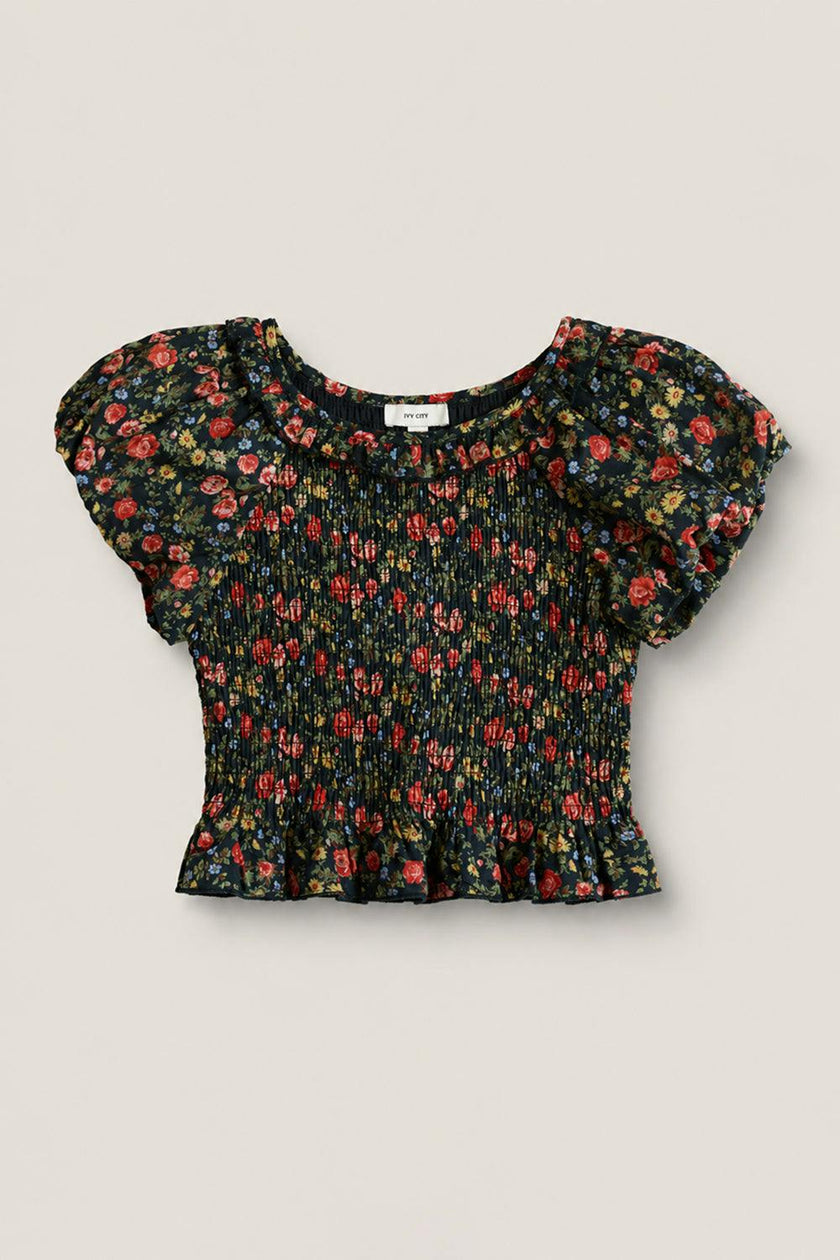 Mini Annalise Top in Obsidian Vintage Poppies