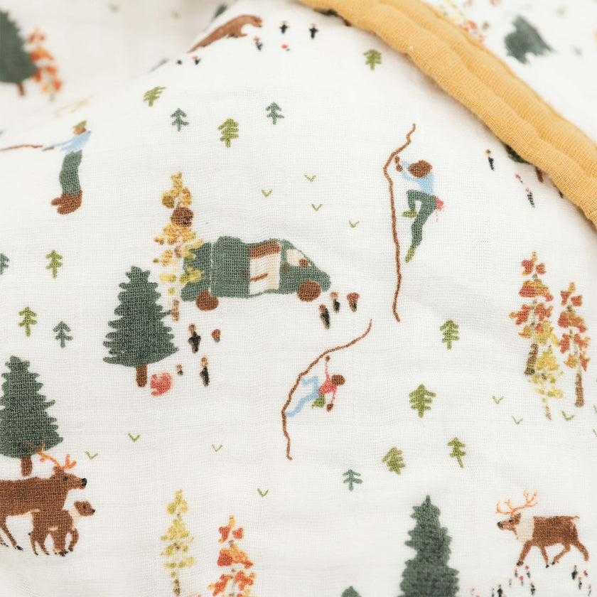 Organic Cotton Muslin Quilted Throw - Alpine Adventure