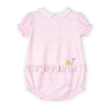 Stripe Knit Romper With Flowers & Chick