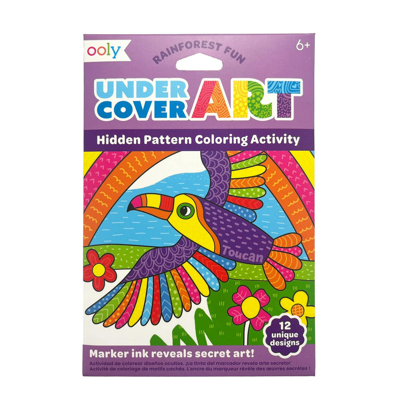 Undercover Art Hidden Pattern Coloring Activity Art Cards - Rainforest Fun - 12 Cards