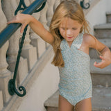 girls sea marsh floral v-neck crossover one piece