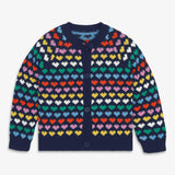 Kids cardigan in rainbow hearts