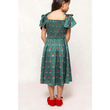 Mini Rayna Dress in Green Floral Block