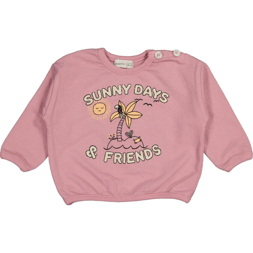 "Sunny Days And Friends" Print Crew Neck Sweatshirt