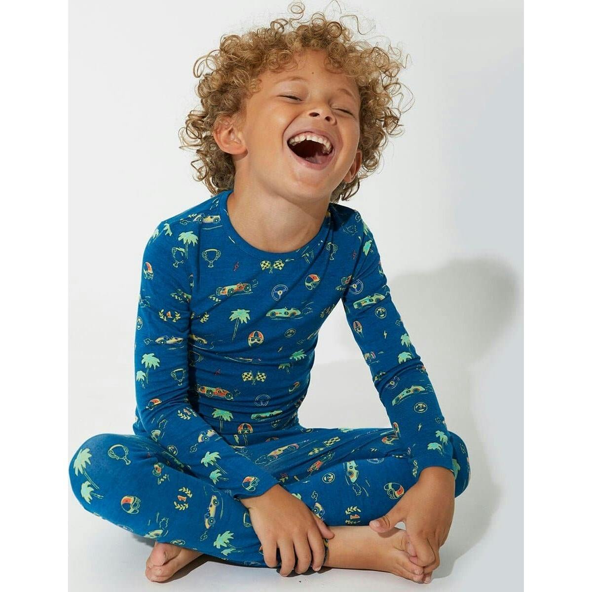 Monaco Blue Bamboo Kids Pajamas