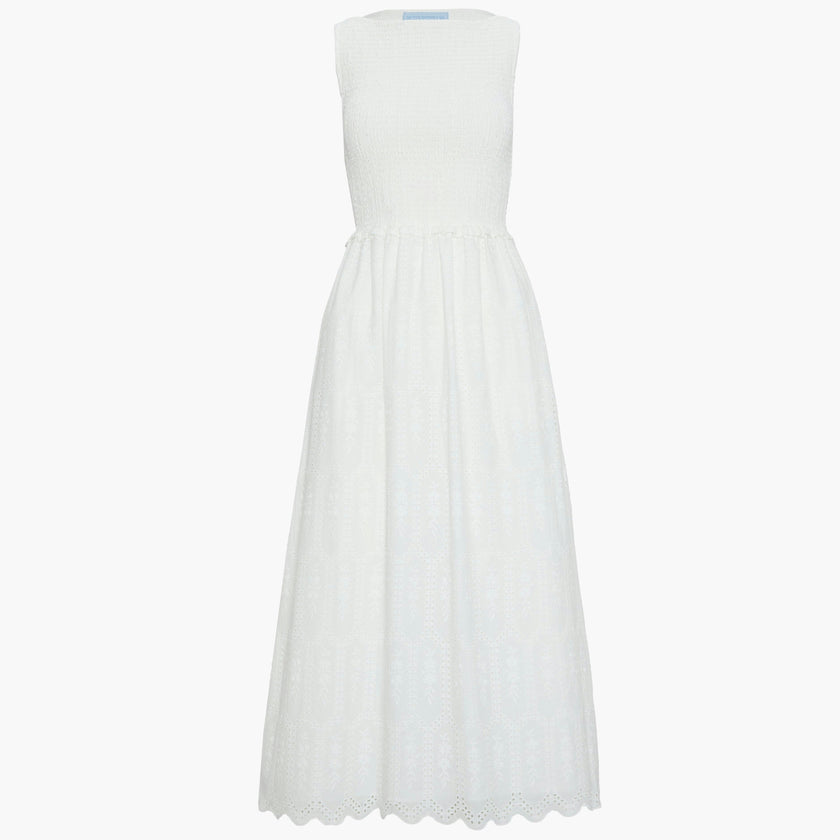 The Christina Nap Dress - White Trellis Broderie