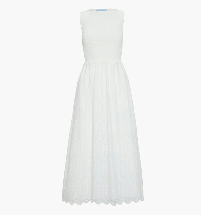 The Christina Nap Dress - White Trellis Broderie