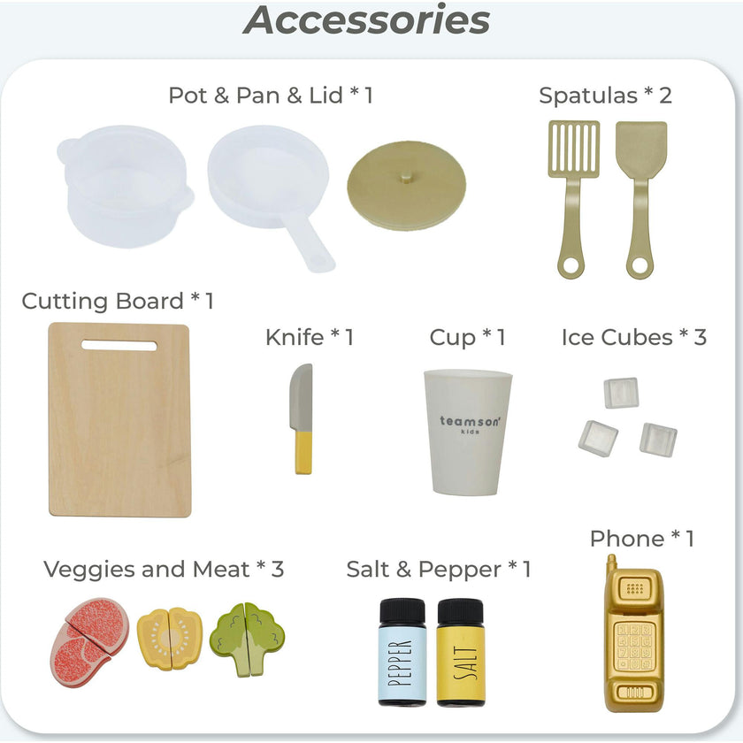 Teamson Kids Little Chef Hampton Wooden Play Kitchen With 17 Accessories