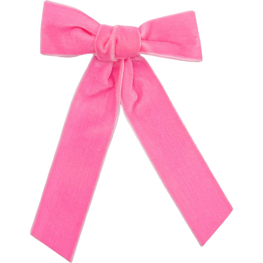 Velvet Long-Tailed Bow Barrette