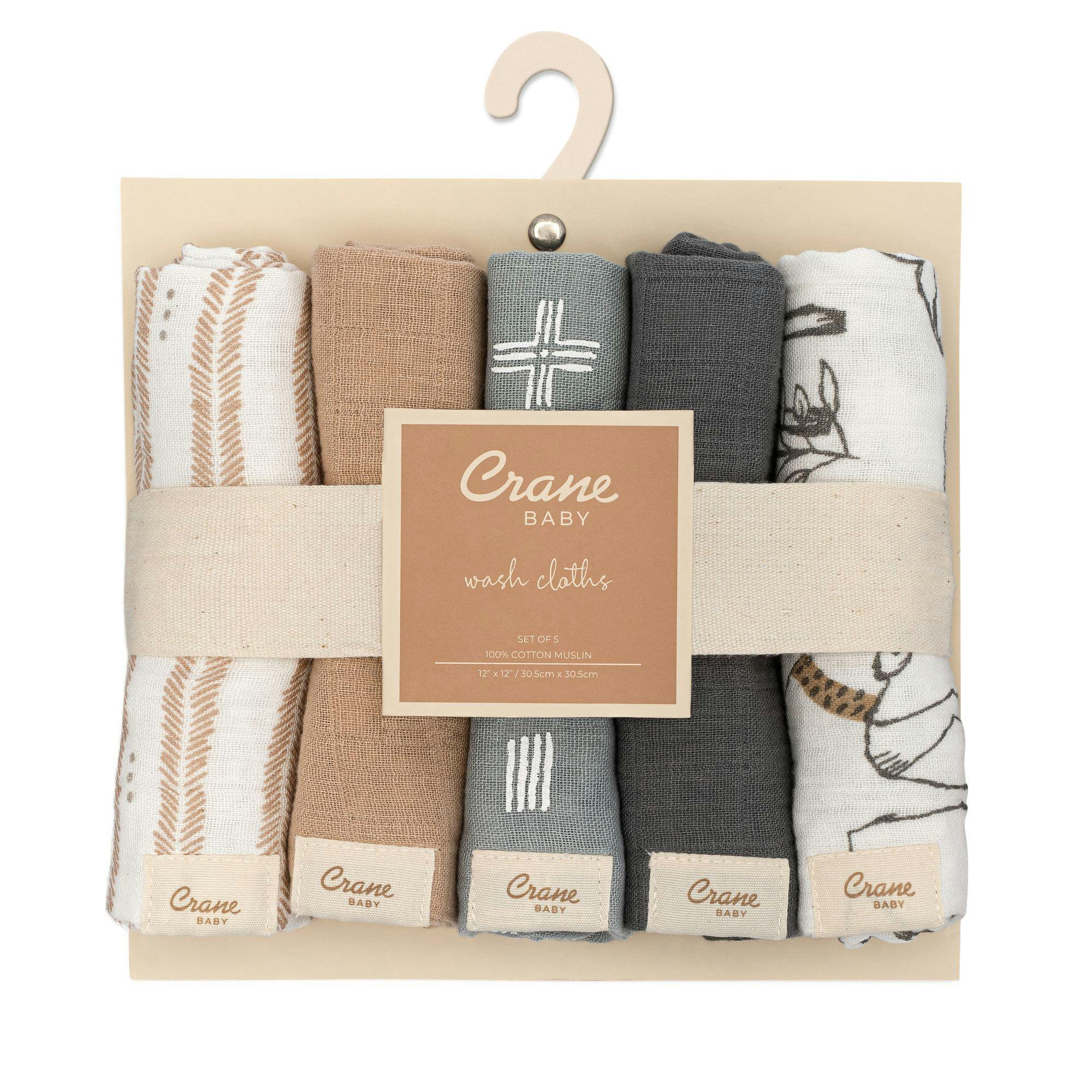 Ezra Woodland Animal Cotton Washcloth (Set of 5)