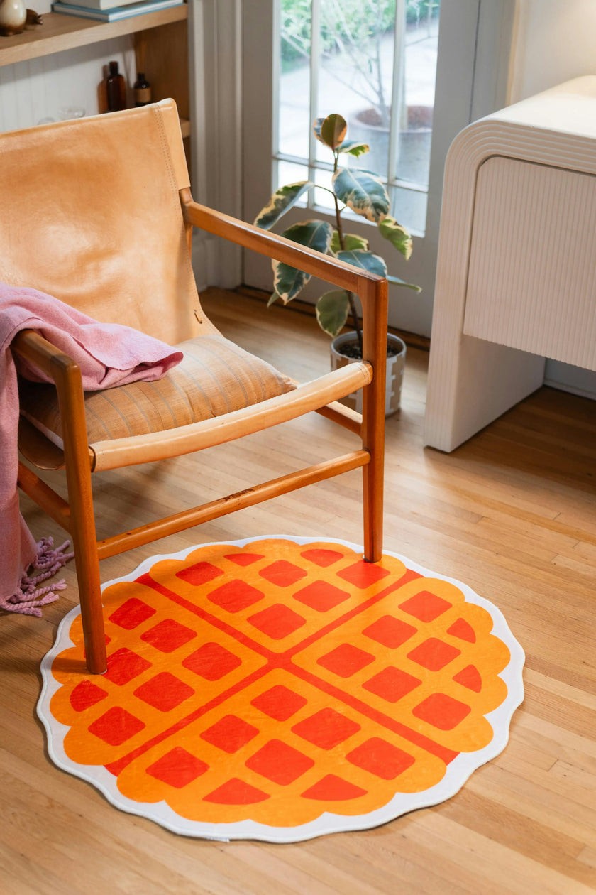 Yellow Irregular Waffle Rug by Becca Franks