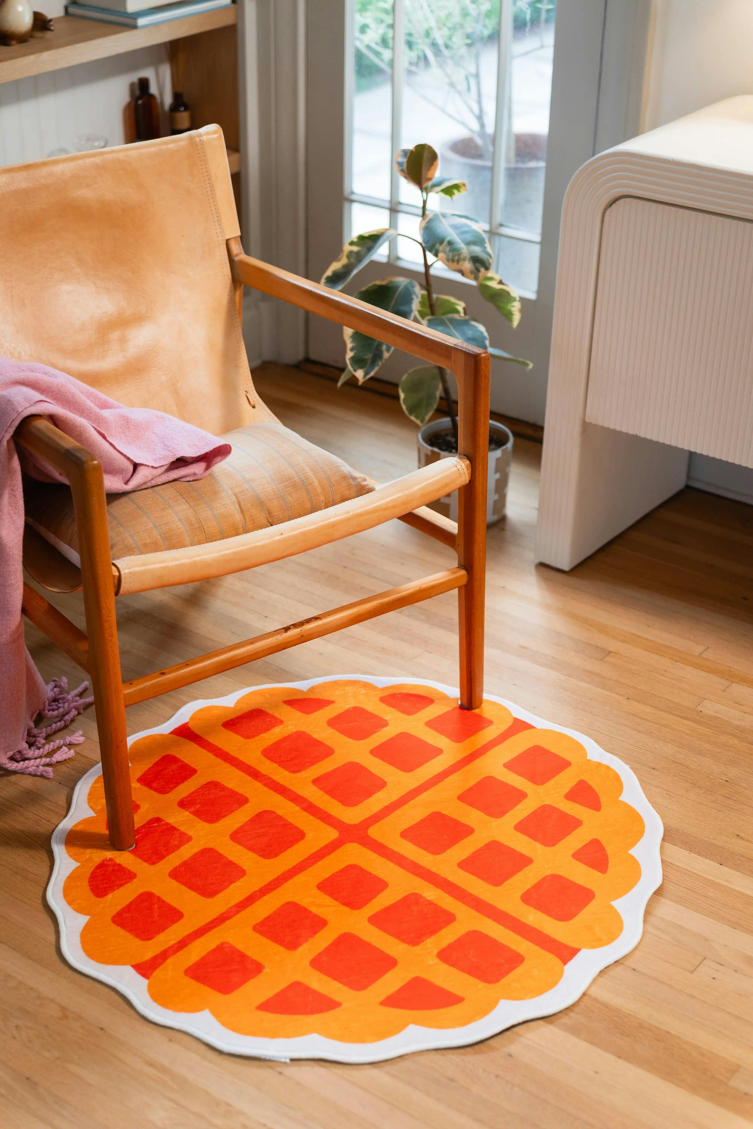 Yellow Irregular Waffle Rug by Becca Franks