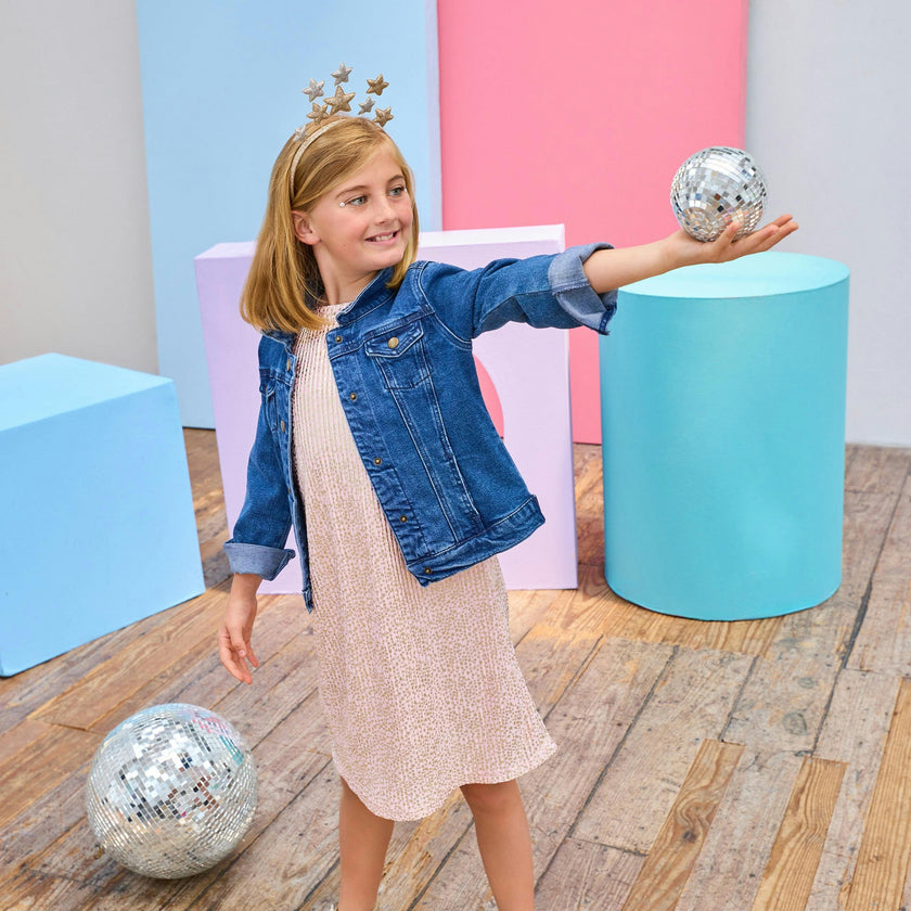 Swing Dress - Pink Crinkle Stars