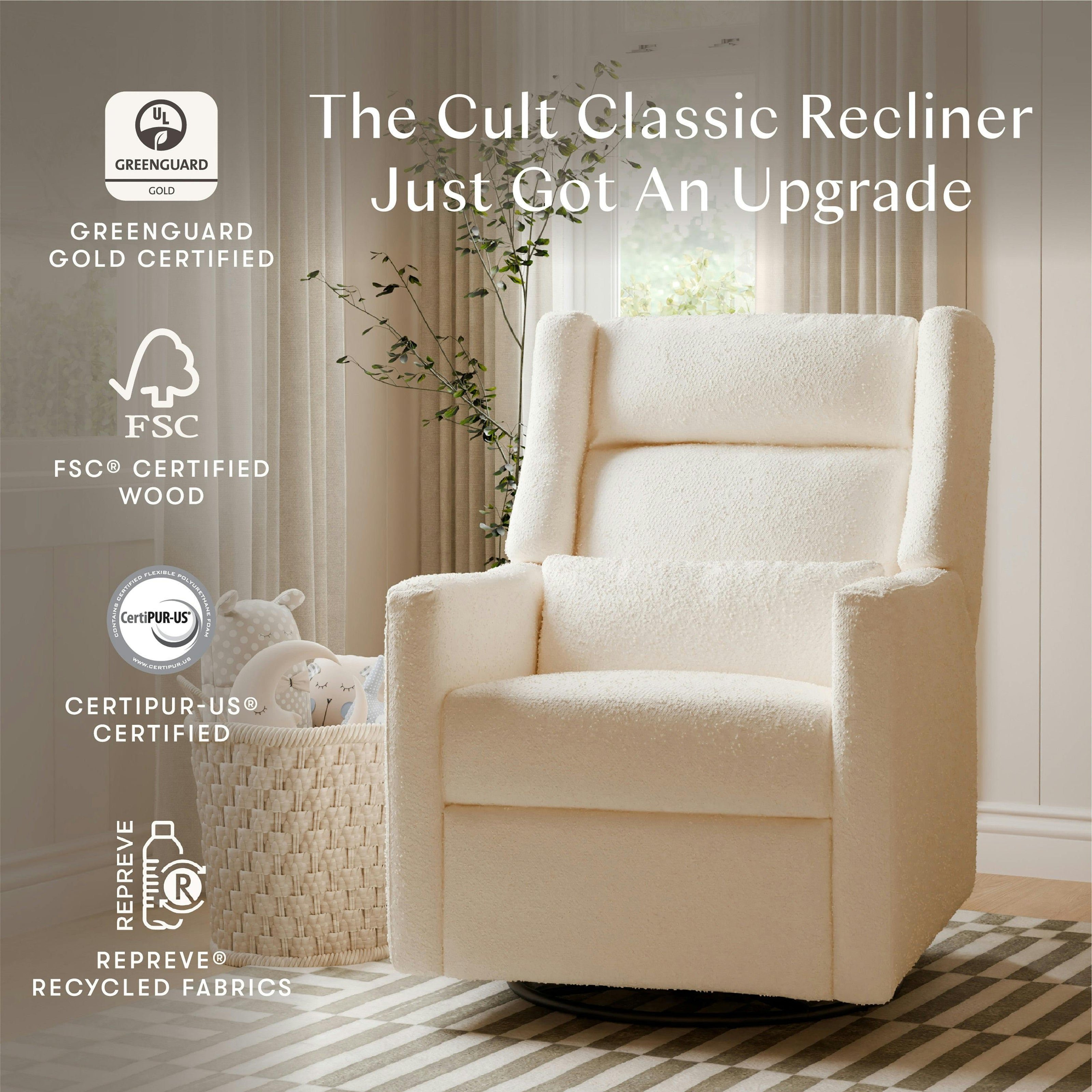 Babyletto Kiwi Plus Power Recliner and Swivel Glider with Power Adjustable Headrest and USB Port