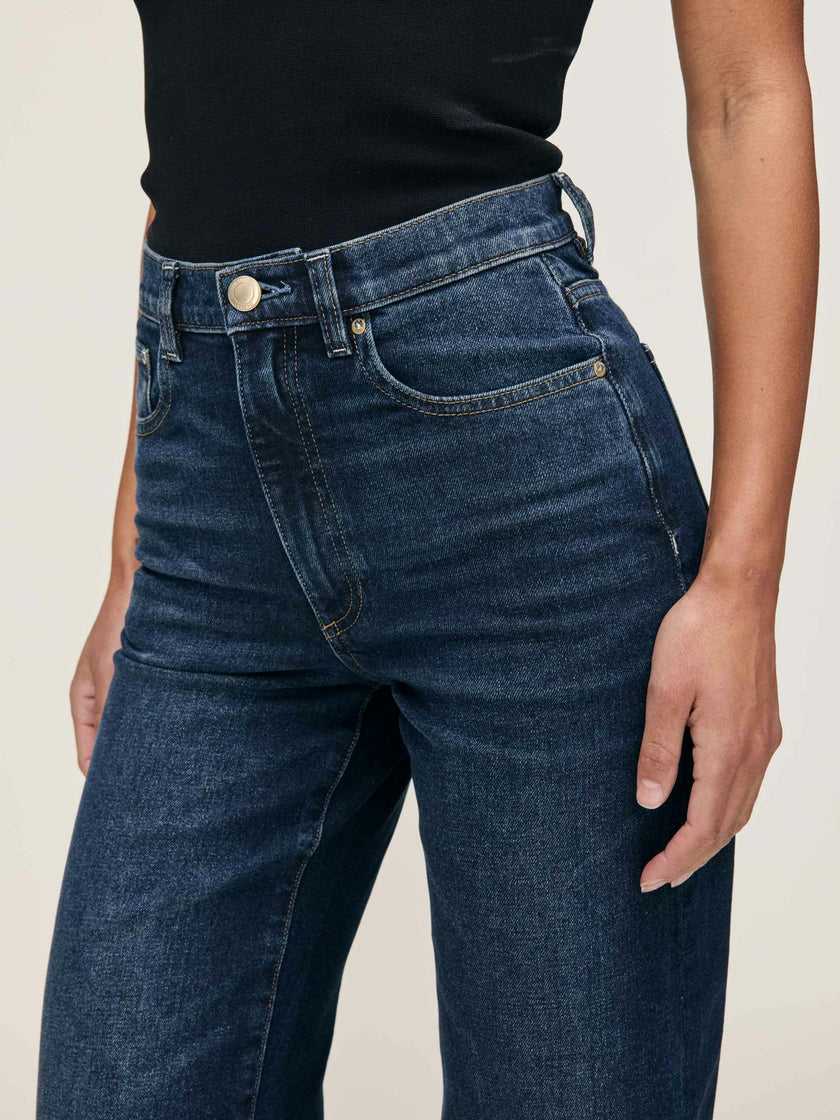 Karmine Refined Wide Leg High Rise 28" Jeans Dark Sea