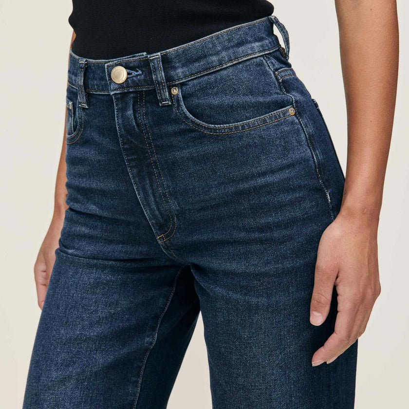 Karmine Refined Wide Leg High Rise 28" Jeans Dark Sea