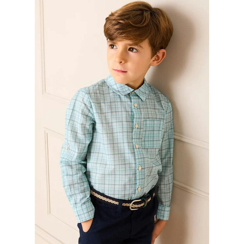 George Check Long Sleeve Shirt in Blue (12mths- 10yrs)