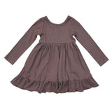Girls Ribbed Ballet Dress in Plum