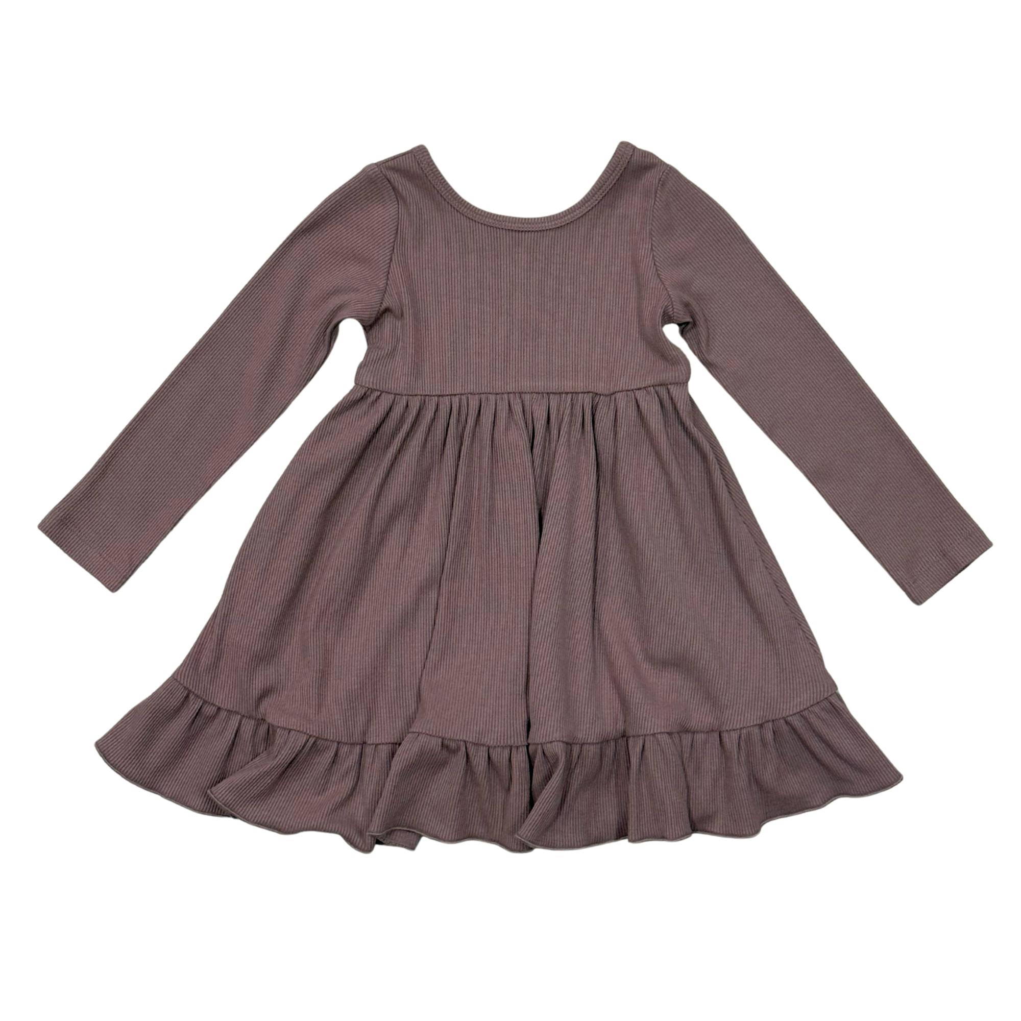 Girls Ribbed Ballet Dress in Plum