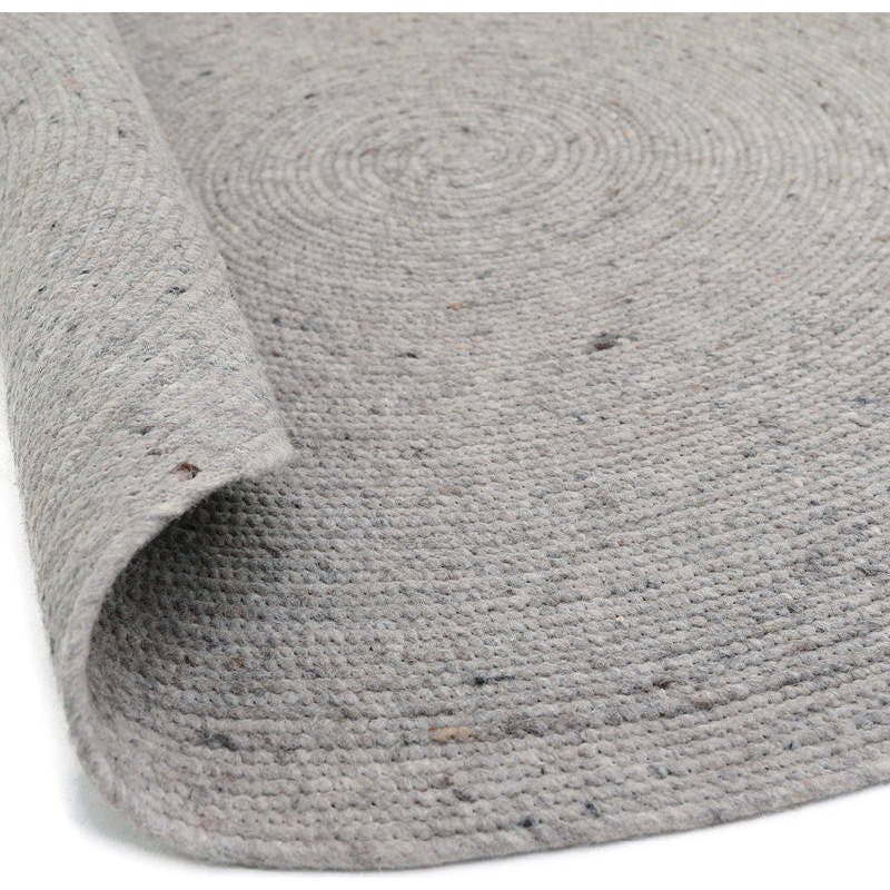 Neethu Hand-Crafted Felted Wool Round Rug, Grey