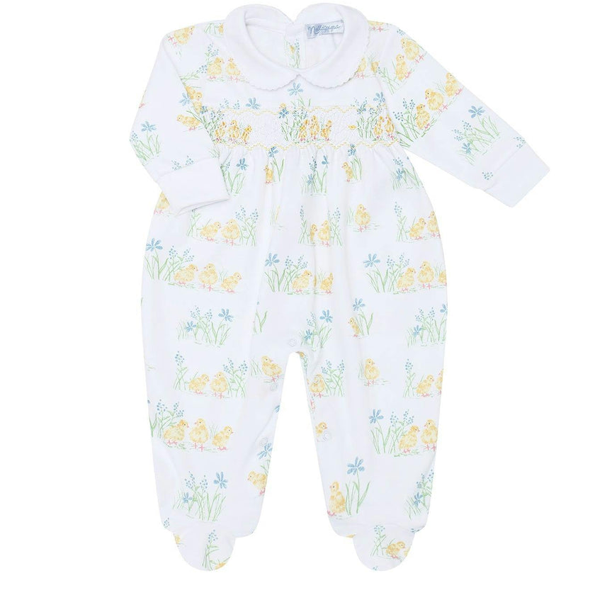 Chicks Print Smocked Footie