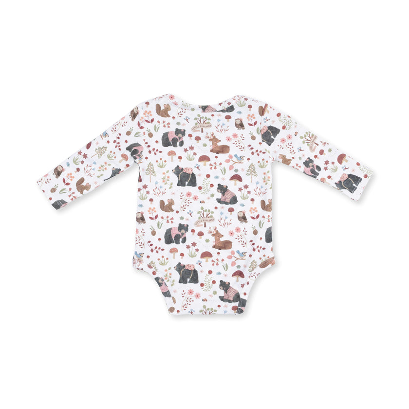 Southern Woodland Animals Pink - Long Sleeve Bodysuit