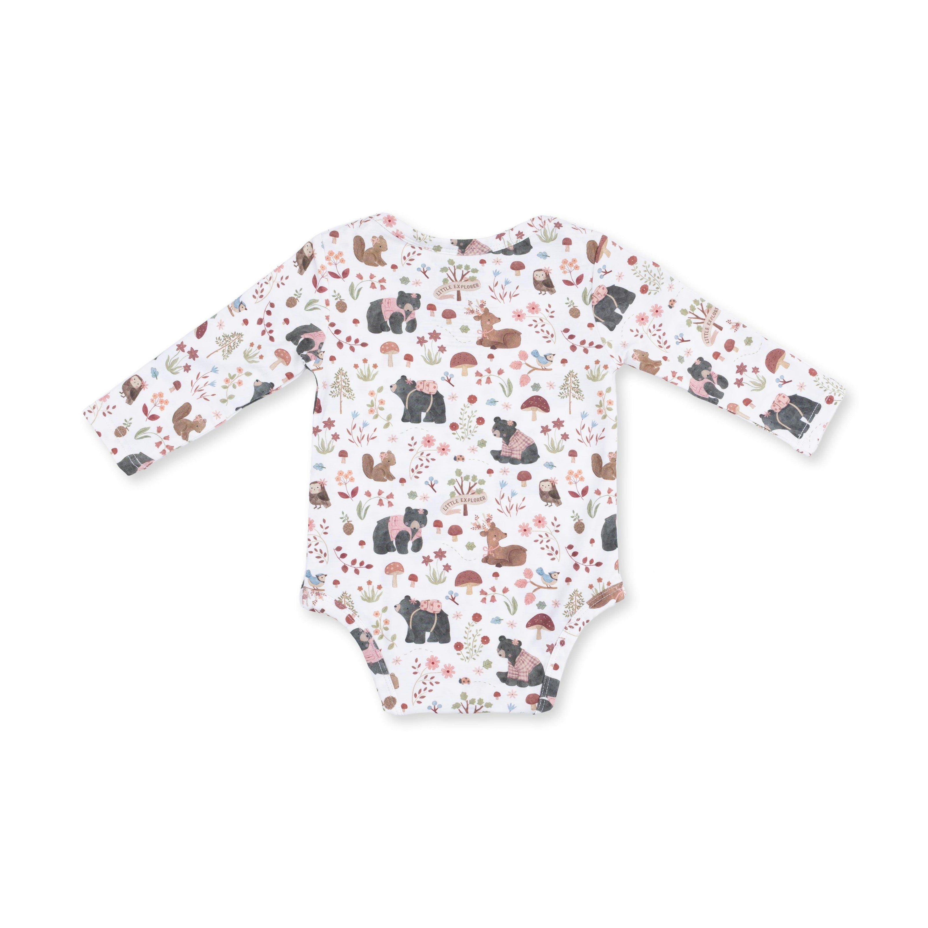 Southern Woodland Animals Pink - Long Sleeve Bodysuit