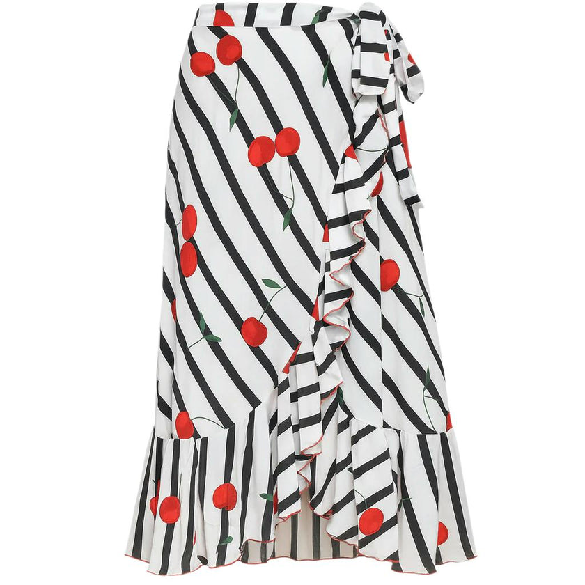 Women's Wrap Skirt - Cherry On Top Print