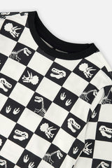 Organic Cotton Long Sleeve T-Shirt Black and White Checker