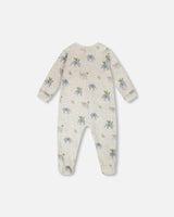 Organic Cotton Baby One-Piece Pyjama Grey Elephant Print