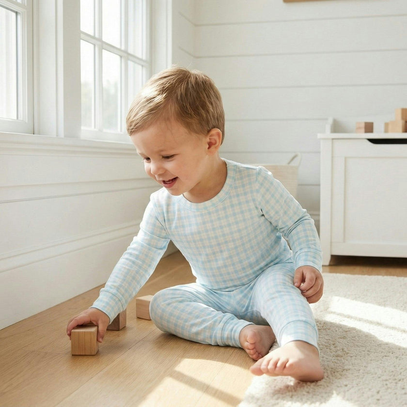 Coastal Check Bamboo Toddler Pajama Set