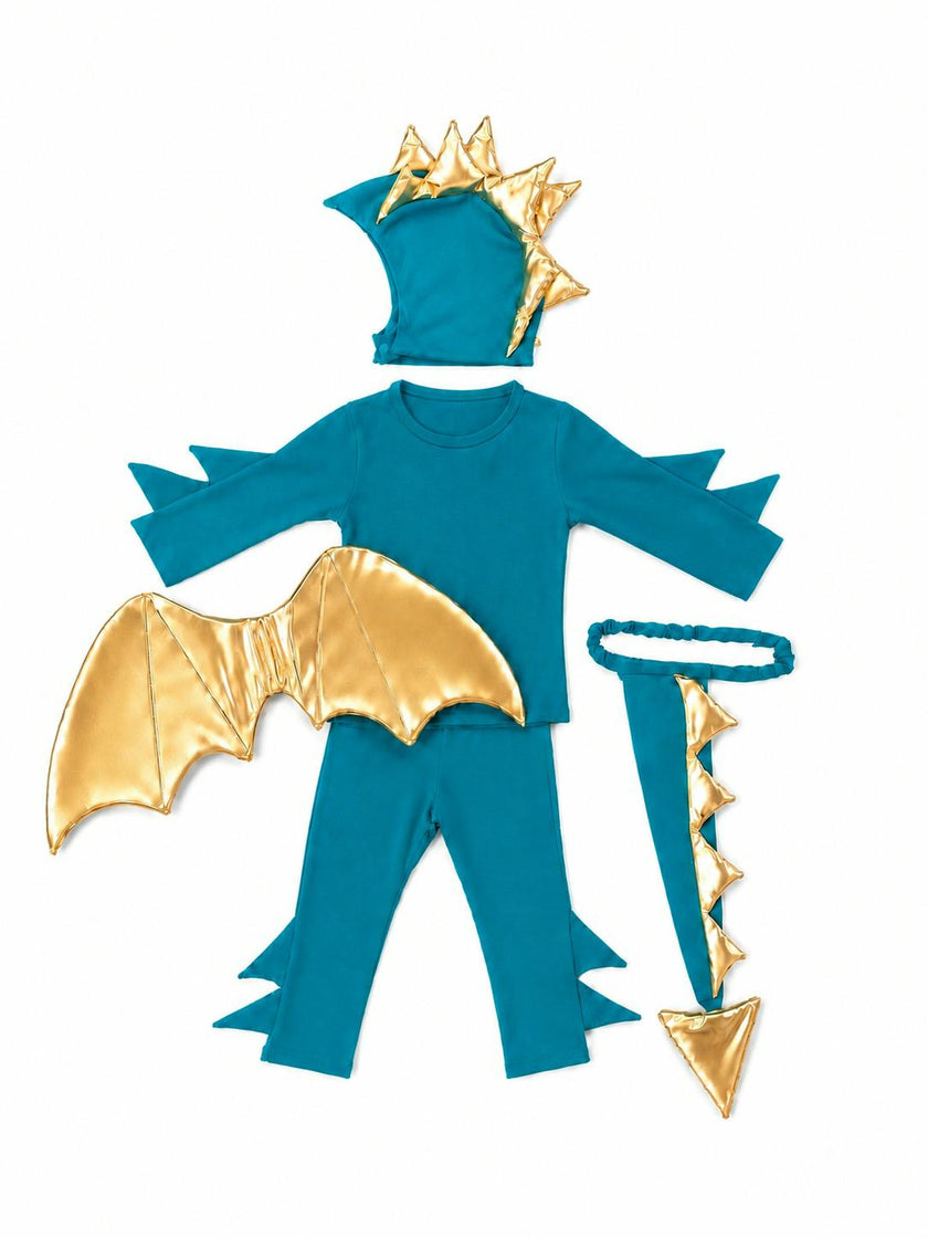 Jade Blue and Gold Dragon Costume