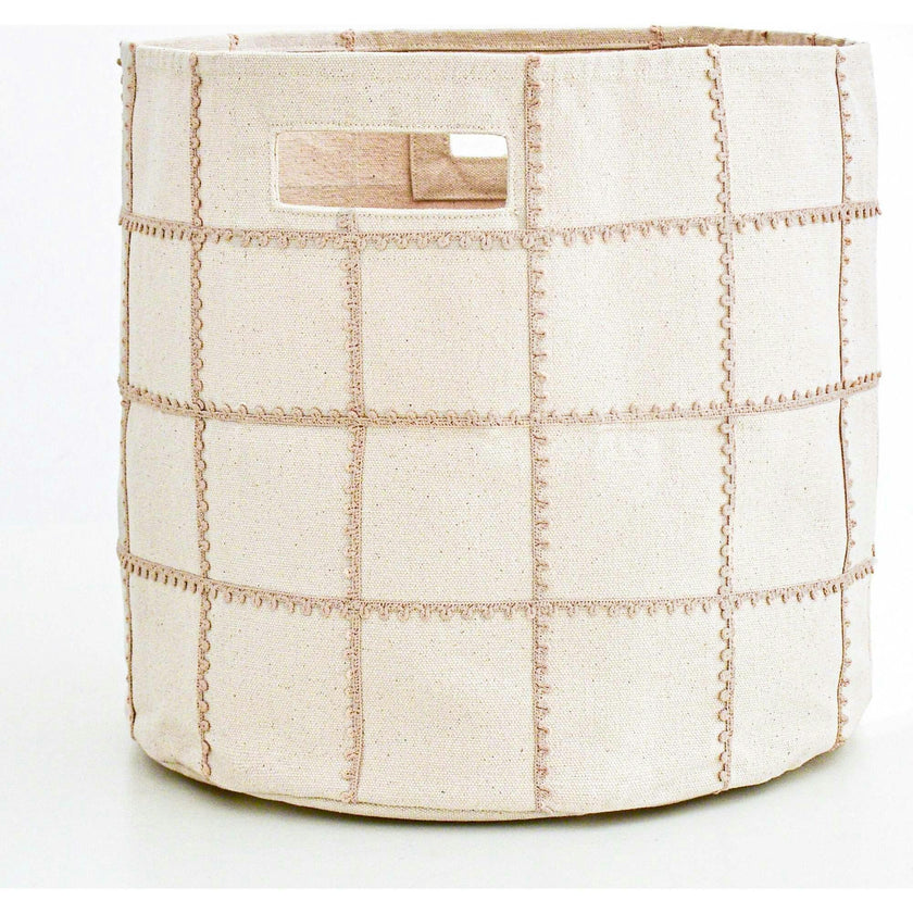 Handmade Canvas Storage Basket Lace - Taupe