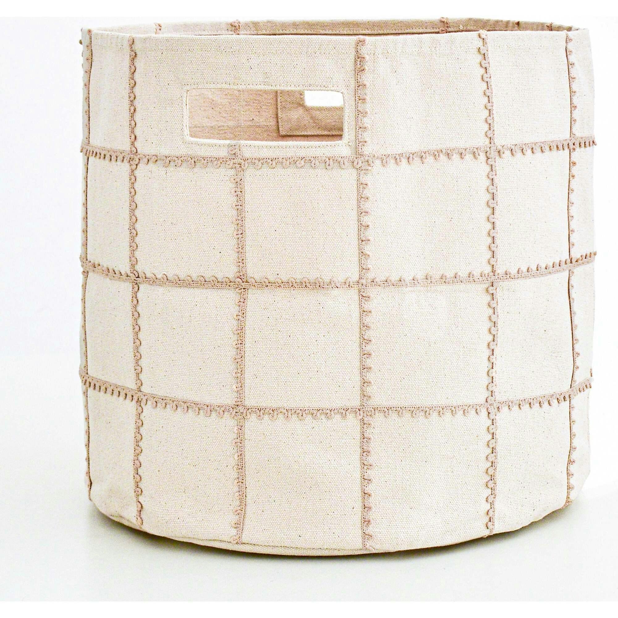 Handmade Canvas Storage Basket Lace - Taupe